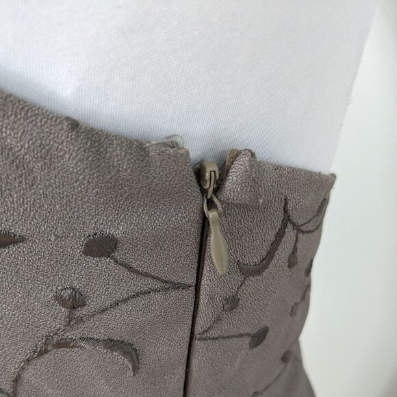Vintage Bill Levkoff Prom Dress Maxi Gown Strappy Embroidered Taupe Brown 8 - Picture 5 of 9